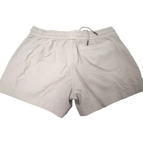 Athleta Womens Shorts 4 Drawstring Soft Zipper Pockets Beige 4" Inseam - Picture 2 of 5
